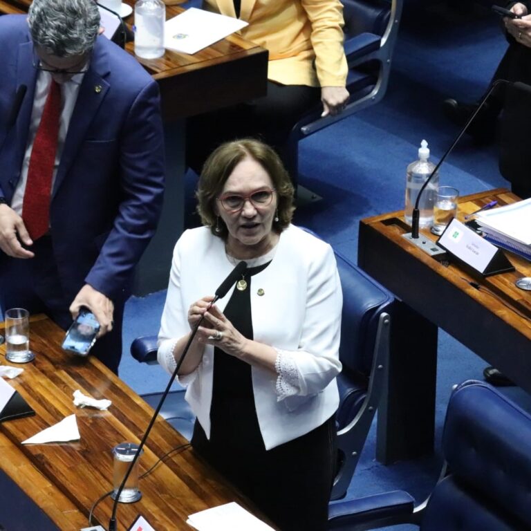 Imagem da senadora Zenaide no plenário do Senado.