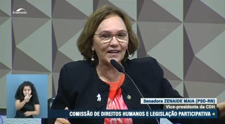 Senadora Zenaide em pronunciamento na Comissão de Direitos Humanos.