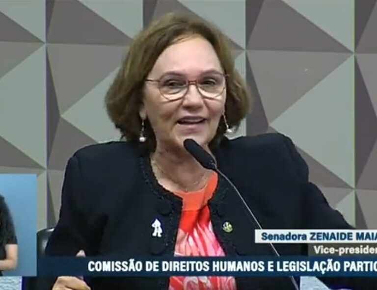 Senadora Zenaide em pronunciamento na Comissão de Direitos Humanos.